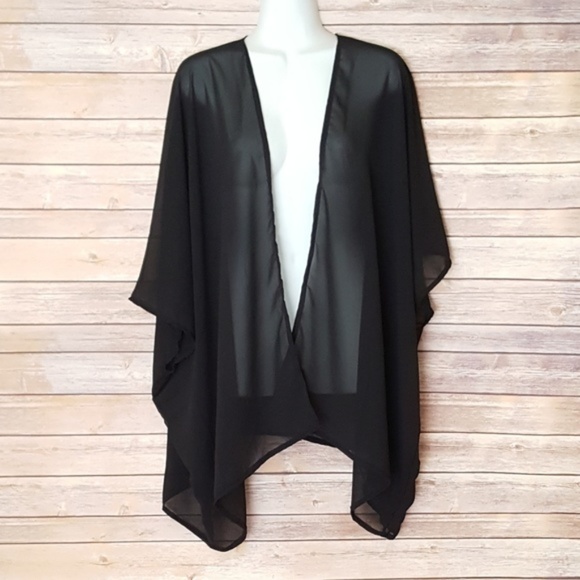 Sheer Black Kimono Cardigan Cover Up 